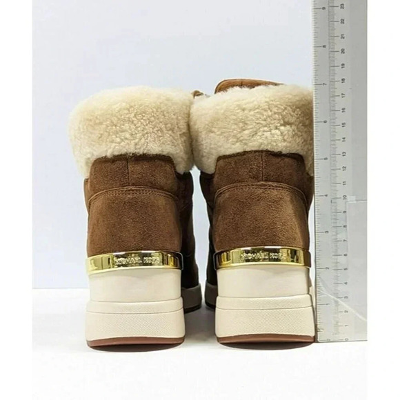 Michael Kors Women's Liv Wedge Booties Dark Caramel Suede Size 9.5 M (MSRP $250) - Picture 7 of 9